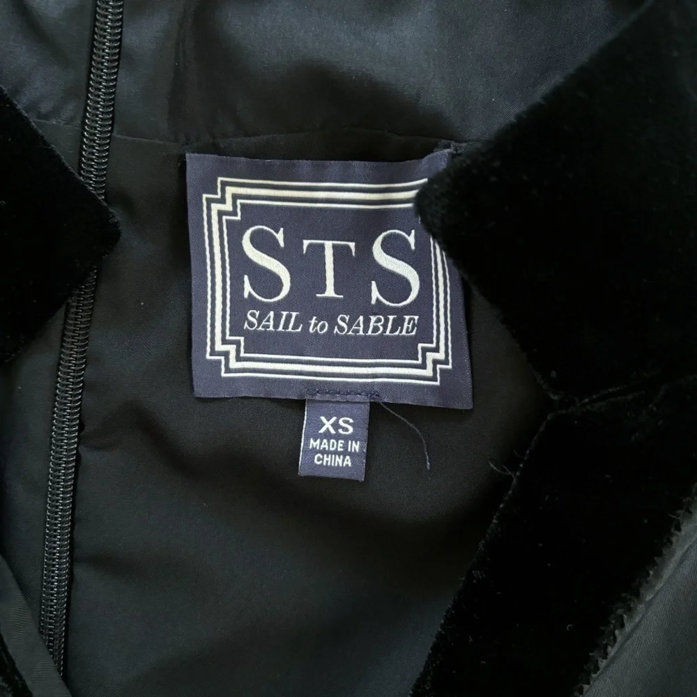 STS Sail to Sable Black Silk & Velvet Tiered Dress XS Summer Cocktails